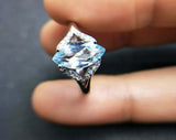 2.3ct Engagement Ring Marquise Blue Aquamarine Split Shank 14k White Gold Finish