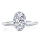 2.2ct Oval Cut Simulated Diamond Bezel Set Engagement Ring 14k White Gold Plated