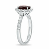 2.3ct Engagement Ring Oval Cut Pink Ruby Diamond Accent Halo 14k White Gold Over