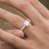 2.1ct Round Cut Moissanite Pave Accents Engagement Ring 14k White Gold Plated