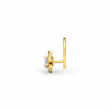 0.3ct Round Cut Diamond Floral Twist Nose Pin Ring Piercing 14k Yellow Gold Over