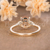 1.5ct Oval Cut Simulated Morganite Petite Engagement Ring 14k Rose Gold Plated