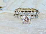 2.1ct Round Cut Moissanite Vintage-Inspired Bridal Set 14k White Gold Plated