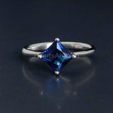 0.5ct Princess Simulated Sapphire Solitaire Engagement Ring 14k WhiteGold Plated