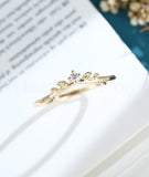 0.2ct Round Cut Moissanite Minimalist Women Wedding Band 14k Yellow Gold Plated