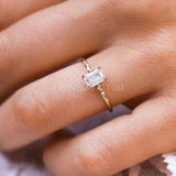 0.5ct Emerald Simulated Diamond Solitaire Accents Ring 14k Yellow Gold Plated