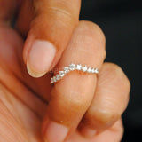 0.2ct Round Cut Moissanite Curved Stacking Wedding Band 14K White Gold Plated