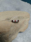 2.5ct Wedding Band Oval Cut Red Garnet Stylish Three Stone 14k White Gold Finish