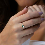 0.5ct Baguette Cut Green Emerald Minimalist Cluster Ring 14k Yellow Gold Finish