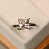 2.2ct Engagement Ring Princess Cut Peach Morganite Solitaire 14k White Gold Over