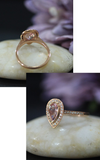 2ct Pear Cut Peach Morganite Engagement Ring 14k Rose Gold Finish Halo Solitaire