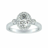 2.7ct Oval Cut Diamond Round Accents Halo Engagement Ring 14K White Gold Finish