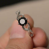 2ct Round Cut Black Diamond Engagement Ring 14k White Gold Finish Infinity