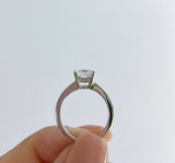 1Ct Princess Cut Diamond Hid Halo Solitaire Engagement Ring 14K White Gold Over