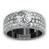 3ct Round Cut Diamond Cluster Unique Women Engagement Ring 14k White Gold Finish