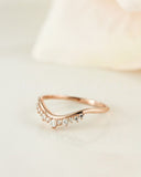 0.2ct Round Cut Moissanite Curved Minimalist Wedding Band 14k Rose Gold Plated