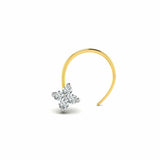 0.4ct Round Diamond Petite Twist Nose Pin Ring Piercing 14k Yellow Gold Finish