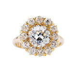 2.6ct Round Cut Diamond Halo Solitaire Engagement Ring 14k Yellow Gold Finish