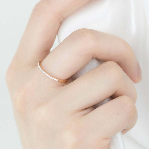 0.15ct Round Cut Diamond Wedding Band Stackable Half Eternity 14k Rose Gold Over