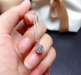1ct Diamond Pendant Chain Round Brilliant Petite Solitaire 14k White Gold Finish