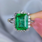 2ct Green Emerald Diamond Halo Engagement Ring 14k White Gold Finish Split Shank