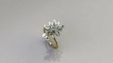1ct Round Cut Diamond Bamboo Band Flower Leaf Unique Ring 14k Dual Tone Finish
