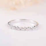 0.25ct Round Cut Moissanite Minimalist Women Wedding Band 14k White Gold Plated