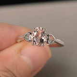 1ct Oval Peach Morganite Promise Solitaire Engagement Ring 14k White Gold Finish
