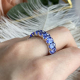 2.2ct Oval Cut Simulated Sapphire Half Eternity Wed Band 14k White Gold Plated