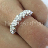 2.2ct Round Cut Moissanite Five Stone Women Wedding Band 14k White Gold Plated