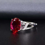 2.3ct Engagement Ring Oval Cut Pink Ruby Split Shank 14k White Gold Finish