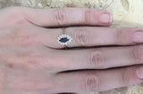 2.2ct Marquise Cut Blue Sapphire Diamond Floral Halo Ring 14k Yellow Gold Finish