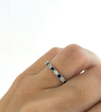 3Ct Princess Cut Blue Sapphire Eternity Vintage Wedding Band 14K White Gold Over