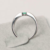 0.3ct Engagement Ring Round Cut Green Emerald Solitaire 14k White Gold Finish