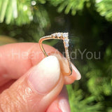 0.2ct Round Cut Moissanite Curved Minimalist Women Ring 14k Yellow Gold Plated