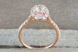 2ct Oval Cut Peach Morganite Engagement Ring 14k Rose Gold Over Halo with Accent