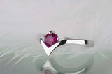 0.5ct Round Pink Sapphire Engagement Ring Solitaire Curved 14k White Gold Finish
