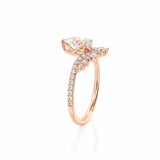 3Ct Pear Cut Diamond Princess Crown Unique Engagement Ring 14K Rose Gold Finish
