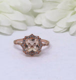2.04ct Cushion Peach Morganite Engagement Ring Art Deco Halo 14k RoseGold Finish