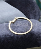 0.3ct Marquise Simulated Diamond Curved Minimalist Wedding Band 14k Gold Plated