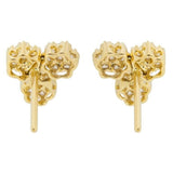 1.5ct Round Cut VVS1 Diamond Floral Cluster Stud Earrings 14k Yellow Gold Finish