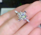 2.2ct Engagement Ring Round Cut Diamond Floral Knot Design 14k White Gold Finish