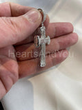 2ct Round Cut Moissanite Holy Jesus Cross Pendant 14k White Gold Plated NO CHAIN