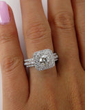 6Ct Round Cut Diamond Dual Halo Cluster Engagement Ring 14K White Gold Finish