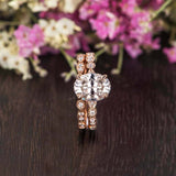 2ct Oval Peach Morganite Bridal Wedding Set Engagement Ring 14k Rose Gold Finish