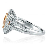 1.42ct Pear Cut Peach Morganite Split Shank Dual Halo Ring 14k Dual Gold Finish