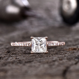 1.2ct Princess Diamond Engagement Ring Solitaire With Accents 14k Rose Gold Over
