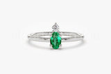 0.2ct Oval Cut Simulated Green Emerald Toi Et Moi Ring 14k Yellow Gold Plated