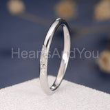 0.1ct Round Cut Moissanite Minimalist Women Wedding Band 14k Rose Gold Plated