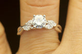 3Ct Round Cut VVS1 Diamond Marquise Accent Engagement Ring 14K White Gold Finish